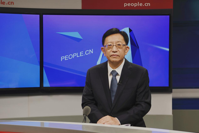 中國節(jié)能環(huán)保集團(tuán)有限公司黨委書記、董事長宋鑫做客人民網(wǎng)。人民網(wǎng)記者 王曉嘯 攝